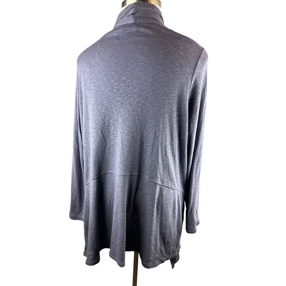 LOGO by Lori Goldstein Slub Sweater Knit Cardigan Smokey Purple Plus Size 2X - Picture 7 of 8